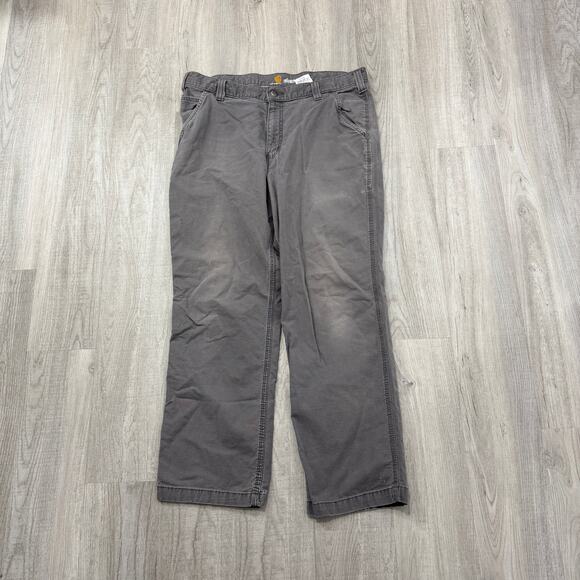 Carhartt Work Pants Men's 36 x 30 Gray Faded Relaxed Fit Rugged Flex Canvas - Picture 1 of 13